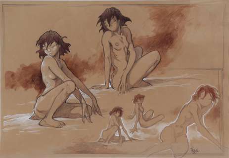 Frank Pé | Zoo, illustration de grand format réalisée aux c… | Banque Dessinée