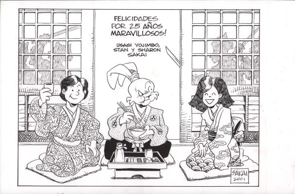 Stan Sakai | Usagi Yojimbo with Stan & Sharon Sakai Convention Commission - Signed - 2001 | Anthony’s Comic Book Art