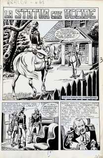 ESSEGESSE - Original page for Il Comandante Mark "La statua che uccide". Cm. 24x36. Ink. Mint. Code 1579.