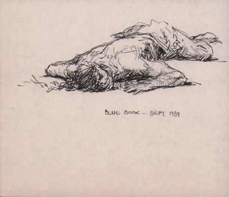Roy Krenkel | Unconscious Caveman Ink Sketch - ’Blue Book Sept. 1939’ | Anthony’s Comic Book Art