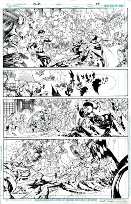 Jim Lee, Scott Williams | Justice League #3 P 13 (Flash, Green Lantern, Batman & Superman Battle Darkseid’s Parademons!) 2011 | Romitaman