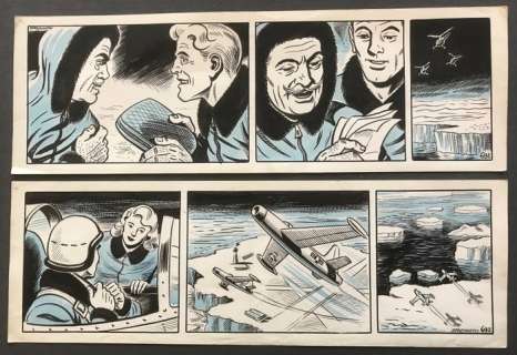 Sprenger, Henk - 2 Successive original strips for â€œPiloot Stormâ€ - (1950s) | Catawiki