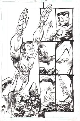 Erik Larsen | Defenders #12 P.7 - Sub-Mariner 1/2 Splash - 2002 | Anthony’s Comic Book Art