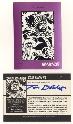 Tom Defalco | 1992 Marvel Comics Editorial Business Card, Autographed | Catskill Comics