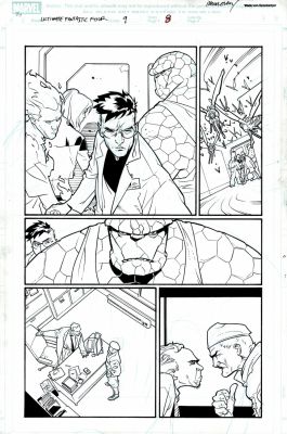 Stuart Immonen | Ultimate Fantastic Four #9 P 8 (The Thing, Human Torch, Invisible Woman!) 2004 | Romitaman