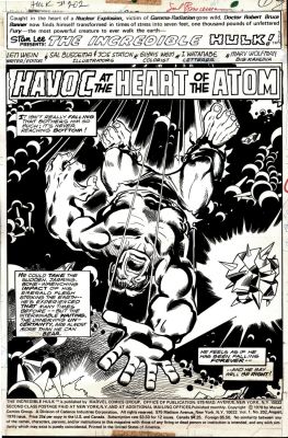 Joe Staton Sal Buscema - Incredible Hulk #202 P 1 Splash (Huge Hulk Falling Through the Microverse!) 1976