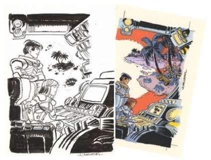 Jean-Claude Mézières... | Valerian Encre de Chine sur papier pour un dessin... | Tessier Sarrou