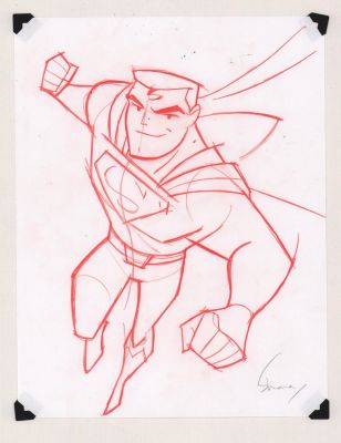 Shane Glines - Superman Full Figure Pencil Character Art - Signed