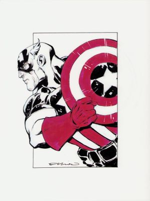Elliot Fernandez | Captain America Color + Ink Art Commission - Signed | Anthony’s Comic Book Art