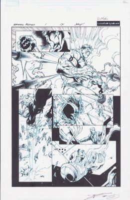Danny Miki | Avengers Assemble #1 Pg.14 - Hulk Getting Lasered - Signed | Anthony’s Comic Book Art