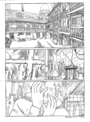 Pontarolo Frédéric | Planche Originale 13 de L’homme invisible crayon sur papier | Galerie Napoléon