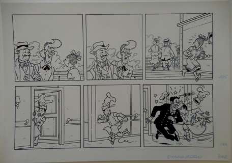 Morjaeu, Luc - Originele halve pagina (stroken 135 t/m 136 - plaat 34 B) - Suske en Wiske - Sterrenrood - (2014) | Catawiki