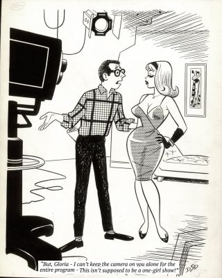 Dan Decarlo | Decarlo, Dan - Timely / Humorama Cartoon, a Grown Betty Type Wants the TV Camera on Her For the Whole Show! 1963 | Cool Lines Art