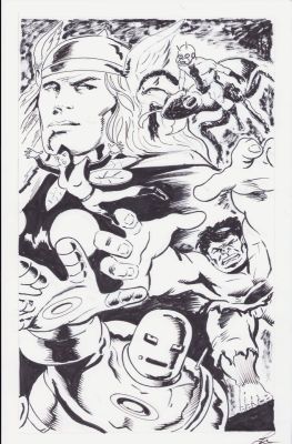 Lou Manna | The Original Avengers - Pencil & Ink Art - Signed | Anthony’s Comic Book Art