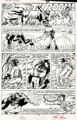 Hugh Haynes, Whilce Portacio - Alpha Flight #54 P 20 (Portacio Inks! Best Battle Pg in Book! Entire Team Battling Goblyn!) 1988