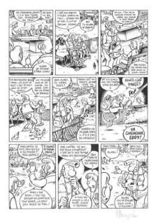 Margerin | "Lucien père & fils: Dimanche au square pl. 2" Planche. Encre, | Aponem