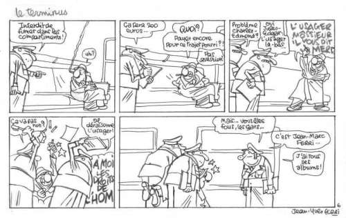 Ferri | "Le terminus" Demi planche, encre, feutre et collage, signée. Fluide | Art Richelieu