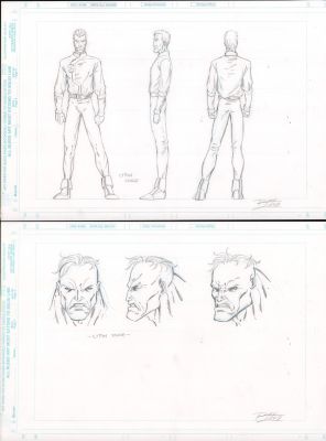 Ron Lim | Lytton Synge (X-Men 2099) Pencil Character Design Rotations & Head 2Pc - Signed | Anthony’s Comic Book Art