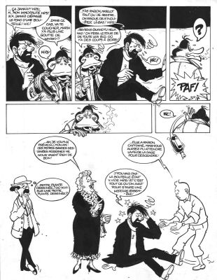 SOKAL Benoît - Planche originale 2 de Canardo histoire courte en 2 planches hommage Ã  HERGE