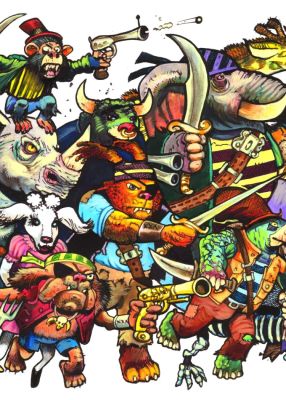 Simon Bisley – Andy Brown – Salty Dogs Card art – Paint – Box cover art | Berserker Art