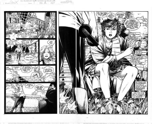 Chris Bachalo | Bachalo, Chris - Generation X #1 Pgs 2-3 Double Page Splash: Husk & Jubilee Meet-Up | Cool Lines Art