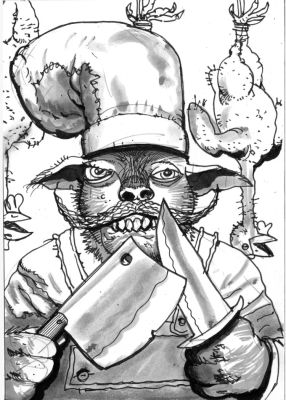 Simon Bisley – Salty Dogs Card art – Ink – Piggy Peg Leg | Berserker Art