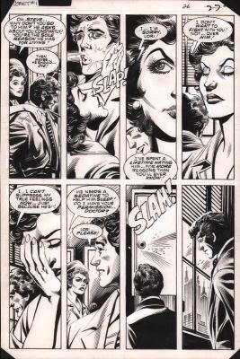 Carmine Infantino, Rudy Nebres | The Comet #1 P.26 - Steve Slaps Lori - 1983 | Anthony’s Comic Book Art