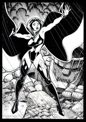 Arthur Adams | Storm Defeats Sentinel Detailed Larger Pinup | Romitaman