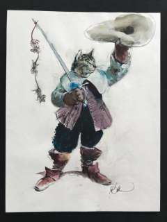 Follet, René - Dessin original en couleur - Le chat Botté - (2010) | Catawiki