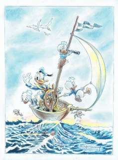 Donald Duck & The Nephews inspired by Carl Barks - Original Painting - Tony Fernandez | Catawiki