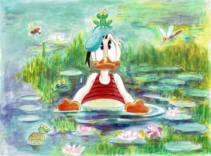 Donald Duck inspired by Monet - Original Painting - Tony Fernandez | Catawiki