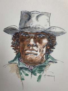 Comanche - Originele aquarel Red Dust | Catawiki