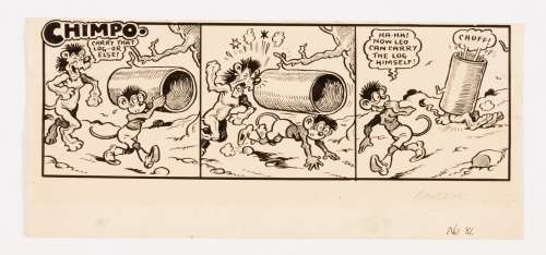 Chimpo original artwork (1946) drawn by E.H. (Harry) Banger and signed… | Comic Book Auctions ltd