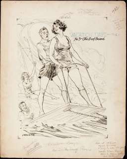 Cravath, Glenn | New Yorker/Saturday Evening Post Illustration "The Surf Board" and print. | Art4Comics