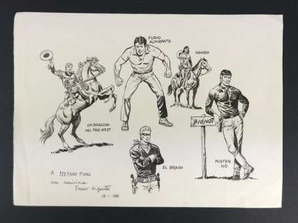 Franco Bignotti - original illustr. "I Miei personaggi" con dedica - EO | Catawiki