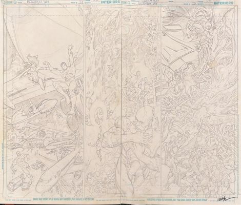 Ivan Reis | Brightest Day #23 Pages 2-3 Original Pencil Dps By Ivan Reis - Superman, Wonder Woman, Batman, Flash, Green Lantern & Dc Universe | ComicArtFans Classifieds