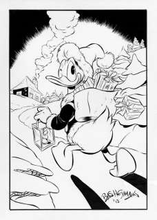 Bas Heymans - Original Preliminary drawing - Donald Duck brings Christmas gifts | Catawiki