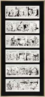 "TERRY AND THE PIRATES" FRAMED COMIC STRIP ORIGINAL ART DISPLAY BY THE BROTHERS HILDEBRANDT. | Hake’s