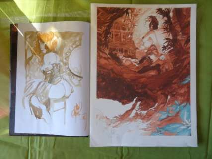 Meddour, Fabrice -  Dédicace originale aquarelle (signée) + ex-libris (signé) + BD - Cartonné - EO - (1998) | Catawiki