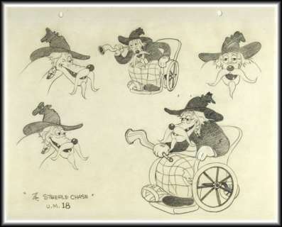 "THE STEEPLE CHASE" ORIGINAL ART MODEL SHEET. | Hake’s