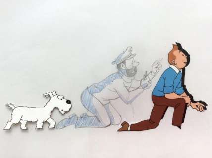 Tintin - 3 cellos et 1 croquis - Fruit d’Or - EO - (1987) | Catawiki