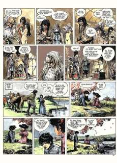 Drappier, Franz - Originele pagina (p.39) -  Lotusbloem / Poupée d’ivoire 8 - Het roedel / Loups  - Encre O.I + aquarelle sur papier épais - (2001) | Catawiki