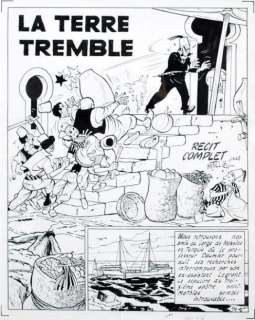 Tillieux | FÉLIX LA TERRE TREMBLE Couverture héroïc album, à l’encre de Chine. | Cornette de St Cyr