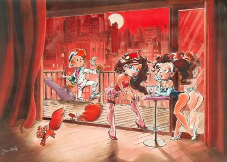 Dan. Illustration originale Spirou Luna Fatale | BDEnchères