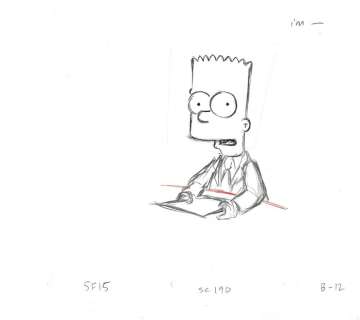 Bart Simpson - The Simpsons, Season 9 - Matt Groening - FOX Production Drawing - Dessiné Ã  la main - (1998/1998) | Catawiki