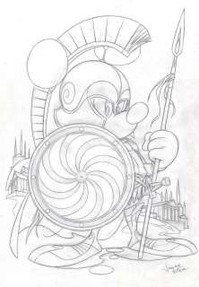 Mickey Mouse as a 300 Spartan - Original Sketch - Jaume Esteve - Art de crayon | Catawiki