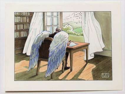 Goetzinger, Annie  - Dessin original en couleur pour une chronique dans un grand quotidien | Catawiki