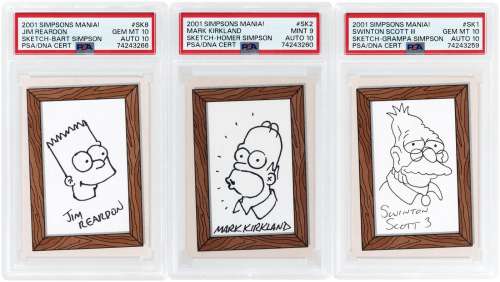 2001 SIMPSONS MANIA! ORIGINAL ART SKETCH CARD SET OF 9 PSA/DNA DUAL GRADED. | Hake’s