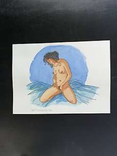  - Joël Alessandra - Dessin original - Aquarelle et café - Nu - Page volante 