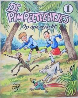 De Pimpelteentjes - Originele ingekleurde cover + album - Op Apenjacht - Broché - EO - (1963/2011) | Catawiki